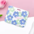 Cute floral sliding card holder for student id bus pass protective case ID badge - Five-Petal Flower / No Accessories / Cyan