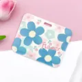 Blue floral slide card holder, durable ID badge protector for school bus card, cute. - Five-Petal Flower / No Accessories / Green and Pink