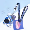 Cute astronaut badge holder with retractable reel and lanyard for student ID cards. - Large-SPACE Astronaut + Blue Purple Astronaut Retractable Long Lanyard