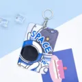 Cute astronaut sliding card holder with keychain, durable ID badge protector for students. - Large-SPACE Astronaut + Round Buckle