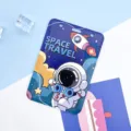 Cute space astronaut sliding card holder for student ID campus meal pass protective cover - Large-Headphone Astronaut (Without Accessories)