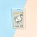 Clear plastic badge card holder with cute cartoon rabbit design insert for student ID cards. - Gray Background Grey Rabbit Paper Card (No Accessories)