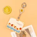 Cute floral ID card holder set with retractable badge reel, perfect for students and office staff. - Horizontal-Yellow Frame Side Flowers + White Badge Clip