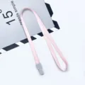 Laccetto rosa con fibbia grigia, larghezza 1.0cm, ideale per tessere, badge e fiere espositive. - Rosa