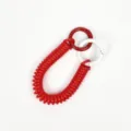 Porte-clés à ressort rouge spirale avec mousquetons ronds rouges et blancs pour clés et téléphone. - Rouge