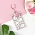 Portacarte trasparente cartone animato rosa, custodia protettiva badge studente con coniglio. - Coniglio Carota e Portachiavi in Pelle