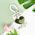 INS style card holder with spring lanyard, cute heart pattern badge holder for students. - English Black Green Heart / Double Loop White Spring Cord