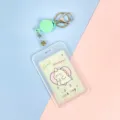 Clear plastic ID card holder with retractable badge reel and cute dinosaur insert card. - Green Background Small Dinosaur Paper Card (Green Retractable Buckle)