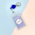 Clear PVC ID badge holder with retractable reel and cute bear insert card for daily use. - Dark Blue Background White Bear Paper Card (Dark Blue Retractable Buckle)