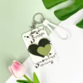 Ins style badge holder with woven lanyard, cute heart pattern card cover for students. - English Black Green Heart / White Braided Rope