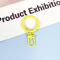 Candy color metal keychain ring with spring hook, yellow alloy round key ring accessory. - 3.3cm Ring / Yellow