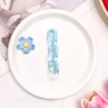 DIY blue U-chain phone case strap accessory cute flower pendant keychain craft charm - U-Shape Chain Accessory / Light Blue Chain