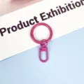 Colorful metal spring ring keychain hook candy color round ring clasp bag pendant accessory - 3.3cm Ring / Rose Red