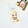 Cute student card holder with white spring lanyard, ID badge protector for cards. - Light Yellow Bread Dog / Double Loop White Spring Cord