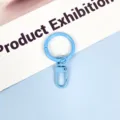 Light blue metal keychain round spring ring and swivel snap hook candy color hardware accessory - 3.3cm Ring / Medium Blue