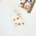 Cute Cartoon Puppy Card Holder with Spring Coil Lanyard Key Chain ID Badge Protector Cover - Two Biscuit Dogs / Double Loop White Spring Cord