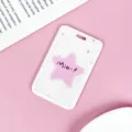Lindo tarjetero de cuadrícula con patrón de estrella rosa y texto para uso diario - Cuadros Blancos Estrellas Rosas (Sin Accesorios)