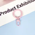 Pink metal keychain ring with lobster clasp, cute candy color bag charm accessory. - 3.3cm Ring / Light Pink