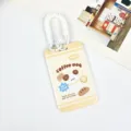 Cute coffee dog ID card holder with white coiled wrist strap, stylish student card cover. - Single Bread Dog / Double Loop White Spring Cord
