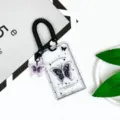 Clear acrylic card holder with cute butterfly pendant and black coil lanyard for students. - Black Butterfly + Black Spring Rope