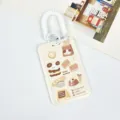 Cute student meal card holder with spiral wrist strap and cartoon dessert print for daily use. - Snack Bread Dog / Double Loop White Spring Cord