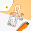 Transparent cute cartoon card holder with coil wristband and puppy design for students. - Biscuit Dog With Spring Rope / Sliding Transparent