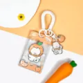 Transparent cute cartoon card holder with coil lanyard and puppy pendant for students. - Orange Hat Dog With Spring Rope / Sliding Transparent