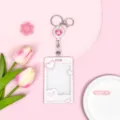 Rosa harter transparenter Ausweishalter mit einziehbarer Kassenrolle, süßer Schülerausweisschutz. - Schiebe Transparent-Sweet Herz Dialogbox + Weißer Ausweisrolle (Herz Bärenkopf)
