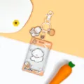 Transparent cute cartoon card holder with white keychain and dog pendant for student ID. - Biscuit Dog With Clasp / Sliding Transparent