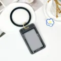 Creative camera style transparent card holder with black ring keychain for daily commute ID cards. - Hoop With Ring Charms / Black