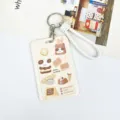 Cute cartoon bread card holder keychain with braided wrist strap for students and commuting. - Snack Bread Dog / White Braided Rope