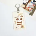 Cute cartoon bear cardholder with keychain vertical badge sleeve student bus card protector - Light Yellow Bread Dog / Round Buckle