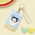 Cute cartoon slide card holder student campus ID badge protector with lanyard and cute duck design - Braided White Goose / White Cord