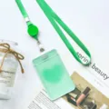 Transparent student ID card holder with green lanyard and retractable reel badge holder - Green Heart (With Green Retractable Lanyard)
