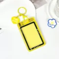 Yellow camera style card holder keychain transparent PVC badge holder for students - Heart Keychain Style / Yellow