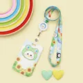 Cute cartoon card holder with retractable badge reel and lanyard, ideal for student ID cards. - Sunflower White Goose / Rainbow Goose Retractable Long Lanyard (White Goose)