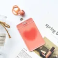 Transparent student ID card holder pink heart design clear badge sleeve with orange keychain. - Orange Heart (With Orange Bell Lobster Clasp)