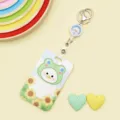 Cute cartoon sliding badge card holder with retractable reel and lanyard, frog duck design. - Sunflower White Goose / Sunflower White Goose + White Retractable Badge Clip (White Goose)
