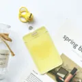 Clear ID badge holder with yellow strap and bell, cute student bus card protector case. - Yellow Heart (With Yellow Bell Lobster Clasp)