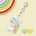 Cute cartoon card holder with retractable reel id badge case for students school bus card. - Rainbow White Goose / Rainbow White Goose + White Retractable Badge Clip (White Goose)