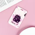 Lindo tarjetero de dibujos animados funda para credencial de autobús en tierno estilo rosa - Gato Negro Abrazando Corazón (Sin Accesorios)