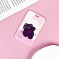 Bonito tarjetero de dibujos animados funda protectora para pase de metro con gato. - Gato Negro Pouting (Sin Accesorios)