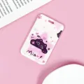 Portatarjetas dibujo animado rosa PVC funda de credencial lindo diseño de gato para tarjeta bus - Gato Negro Levantando Mano (Sin Accesorios)