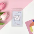 Transparent student cartoon card holder, cute protective cover for campus ID card and bus pass. - Vertical PP Card Sleeve / Blue Base White Goose (No Accessories)