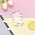 Cute transparent acrylic card holder ID badge protector with lovely cartoon print for daily use. - Sliding Transparent - Nice Suspenders Rabbit (No Accessories)