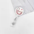Retractable badge reel with cute red stethoscope heart design, perfect for nurses and doctors. - Stethoscope Heart Style