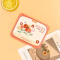 Cute floral card holder with lanyard slot, perfect for student ID and bus pass protection. - Horizontal-Orange Frame Flower Bush (No Accessories)