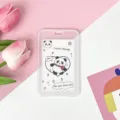 Transparent student cartoon card holder with cute panda design, ideal for ID card cover. - Vertical PP Card Sleeve / White Base Panda (No Accessories)