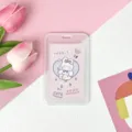 Transparent PP student card holder cute cartoon ID badge protective sleeve cover cute pink - Vertical PP Card Sleeve / Pink Base White Rabbit (No Accessories)