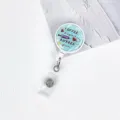 Retractable nurse badge reel with medical theme print, durable ID card holder key chain. - Coffee Medical Text Style